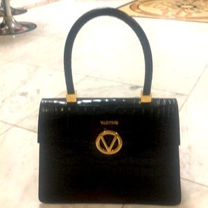 Black Valentino purse with crocodile like material. Authentic!